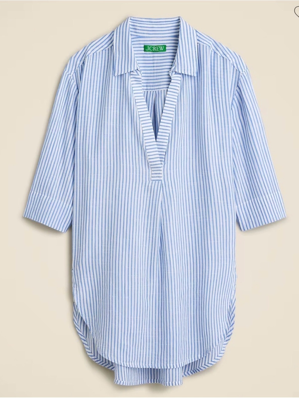 NWT J CREW Popover shirt in striped airy gauze Blue White XS NEW Beach BX629